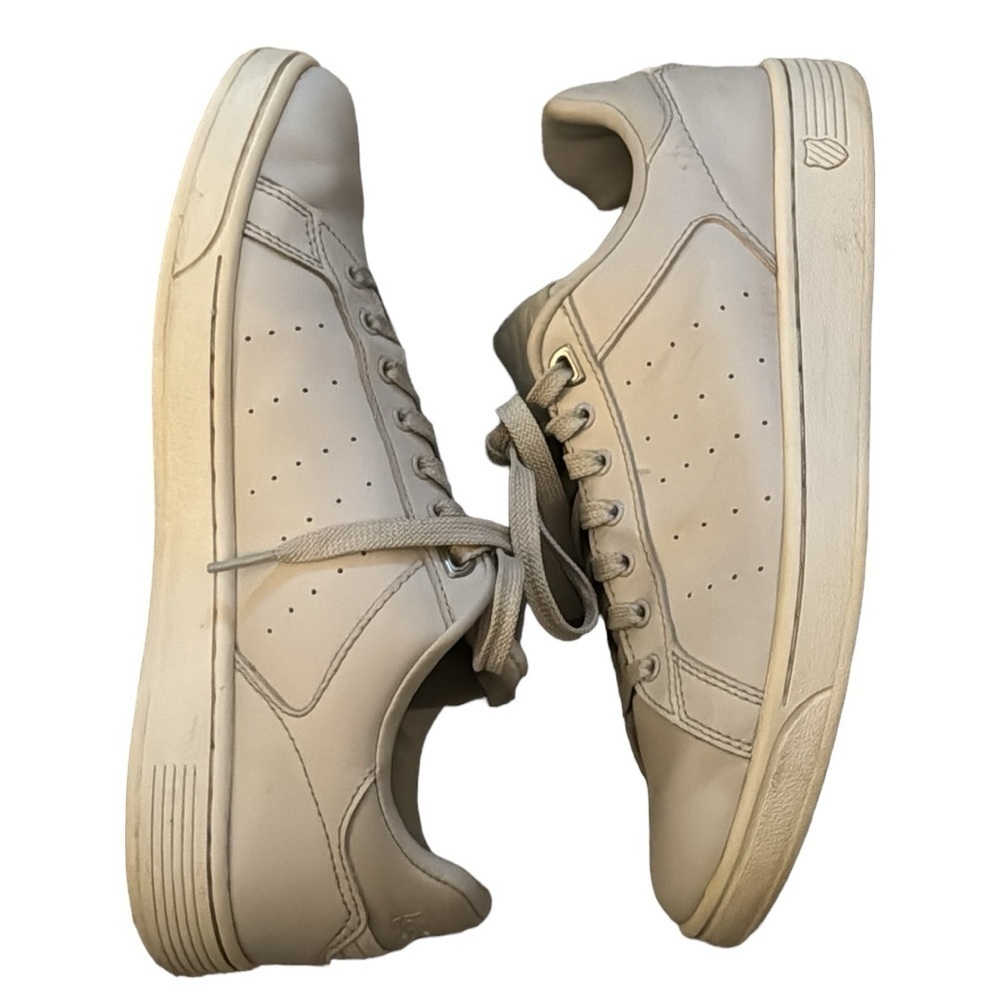 K-Swiss women’s leather court tennis shoes lace up sneakers light‎ gray Sz 8 1/2